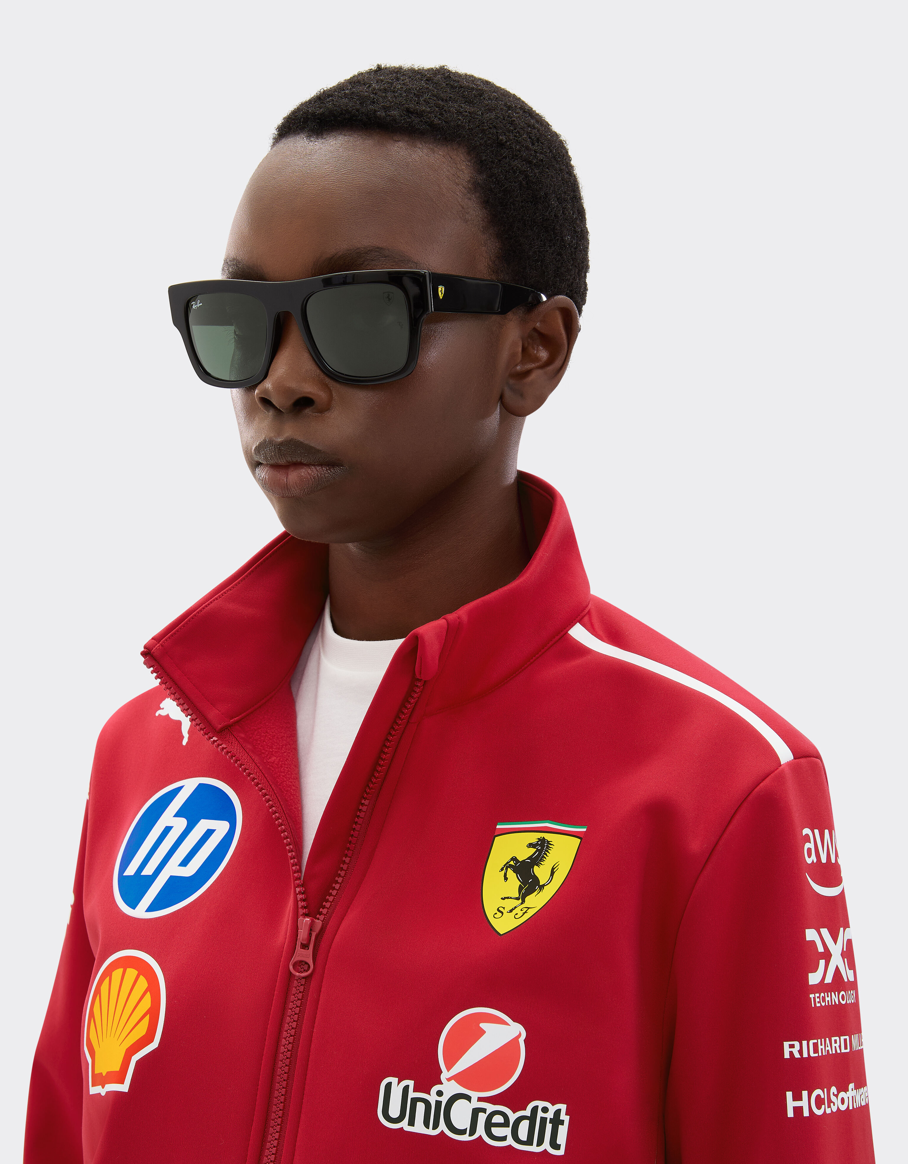 Ferrari 雷朋与法拉利车队合作款 RB2217M 深绿色镜片黑色醋酸纤维太阳镜 黑色 LA01Kf
