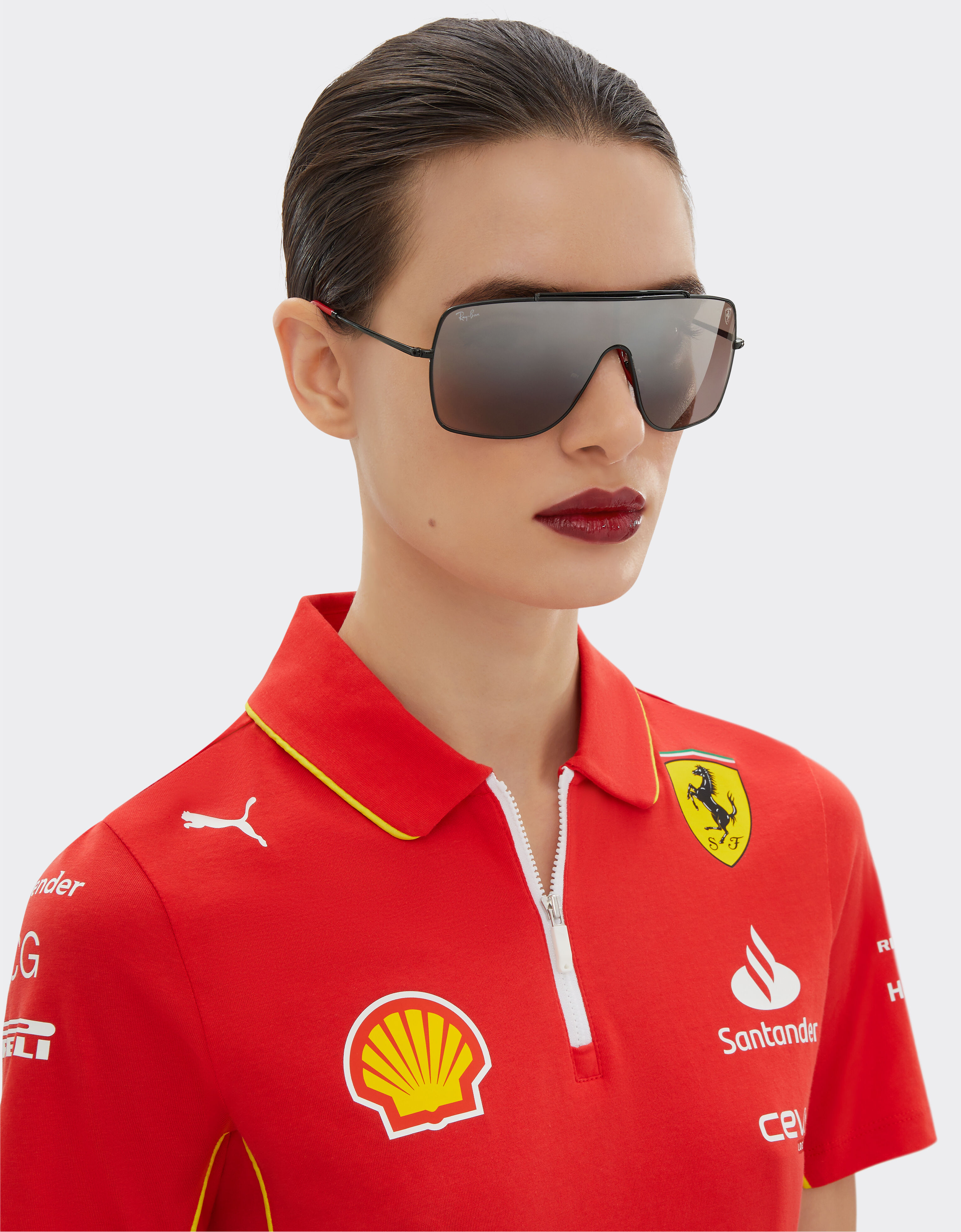Ferrari 雷朋与法拉利车队合作款 RB3697MF 银色镜面紫色渐变镜片黑色金属太阳镜 黑色 F1504f