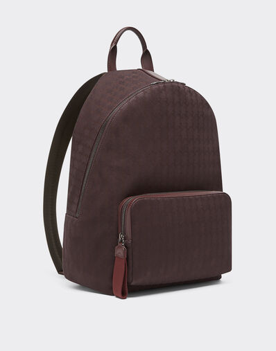 Ferrari Q-Cycle® jacquard backpack with Cavallino pattern Mahogany 49136f