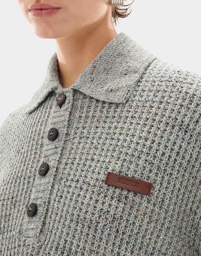 Ferrari 牛仔效果长袖 Polo 衫 Beige CKWPO0003KCO0008f