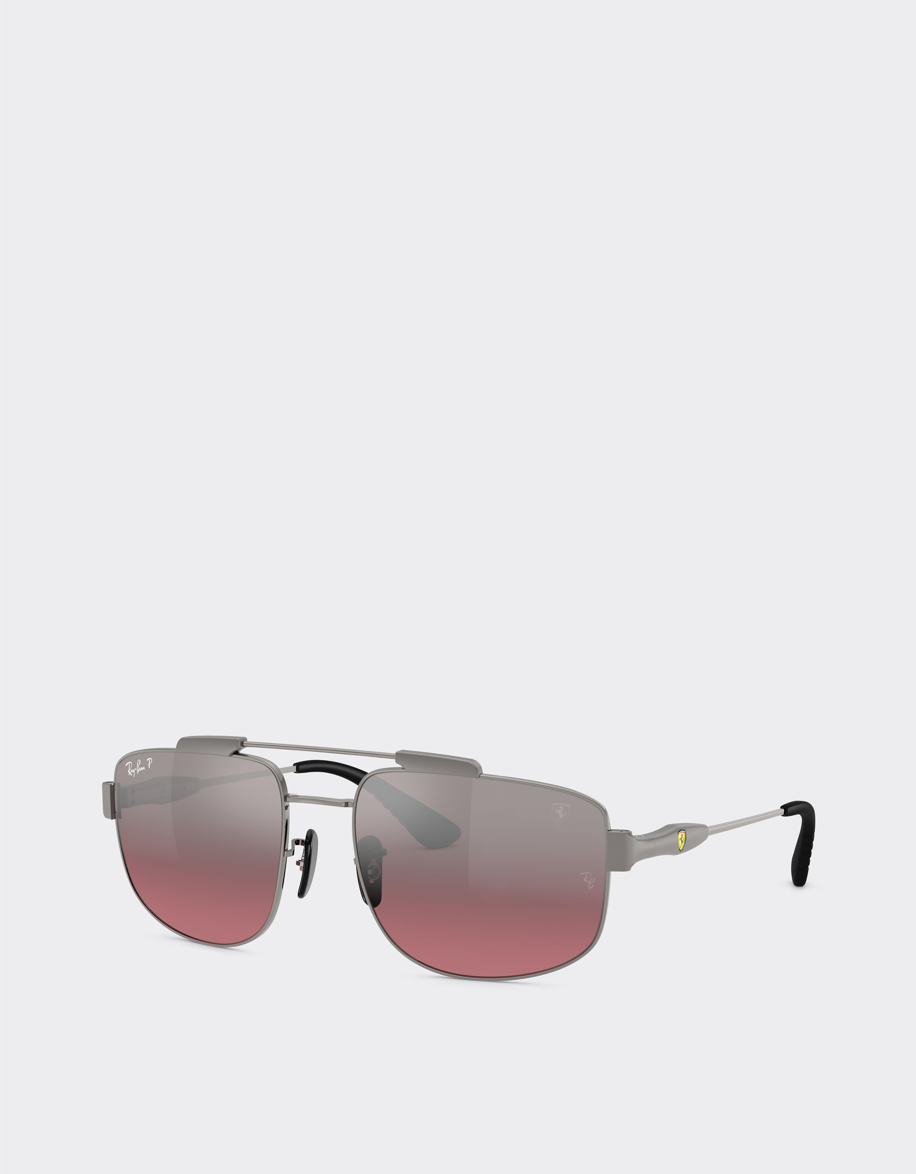 Ferrari Ray-Ban for Scuderia Ferrari RB3789M 为枪灰色金属镜框，搭配偏光银色渐变酒红色镜片 Gunmetal LA0JKf