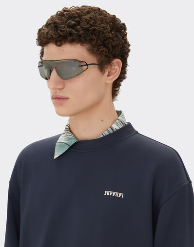Ferrari sunglasses in matt black titanium with silver gradient mirror grey shield Ferrari Ferrari sunglasses in matt black titanium with silver gradient mirror grey shield Black Matt LA02Rf