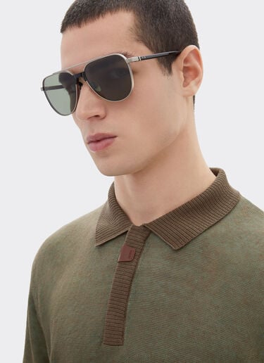 Ferrari 亚麻、羊绒和真丝混纺 Polo 衫 Khaki Green 50115f