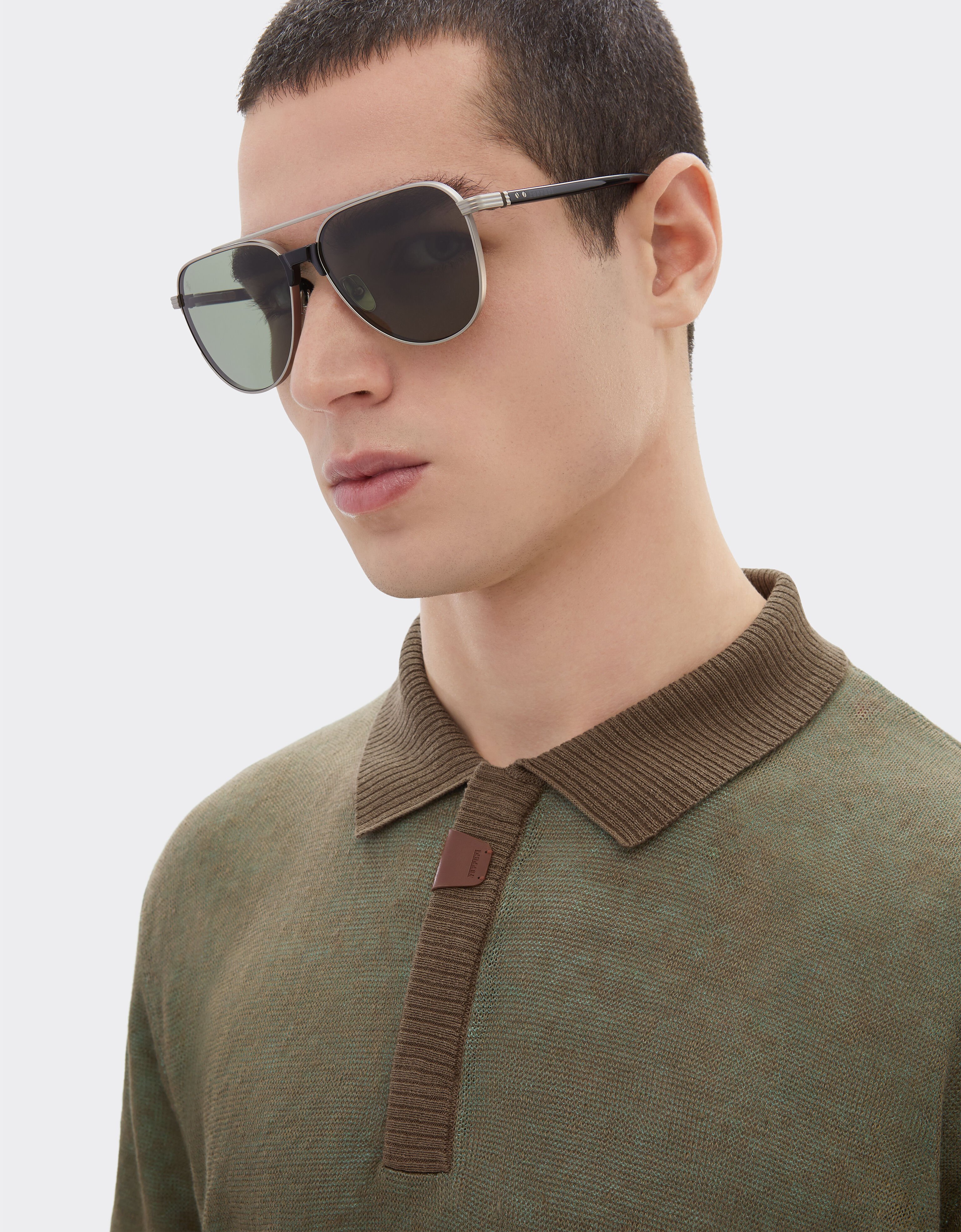 Ferrari 亚麻、羊绒和真丝混纺 Polo 衫 Khaki Green 50115f