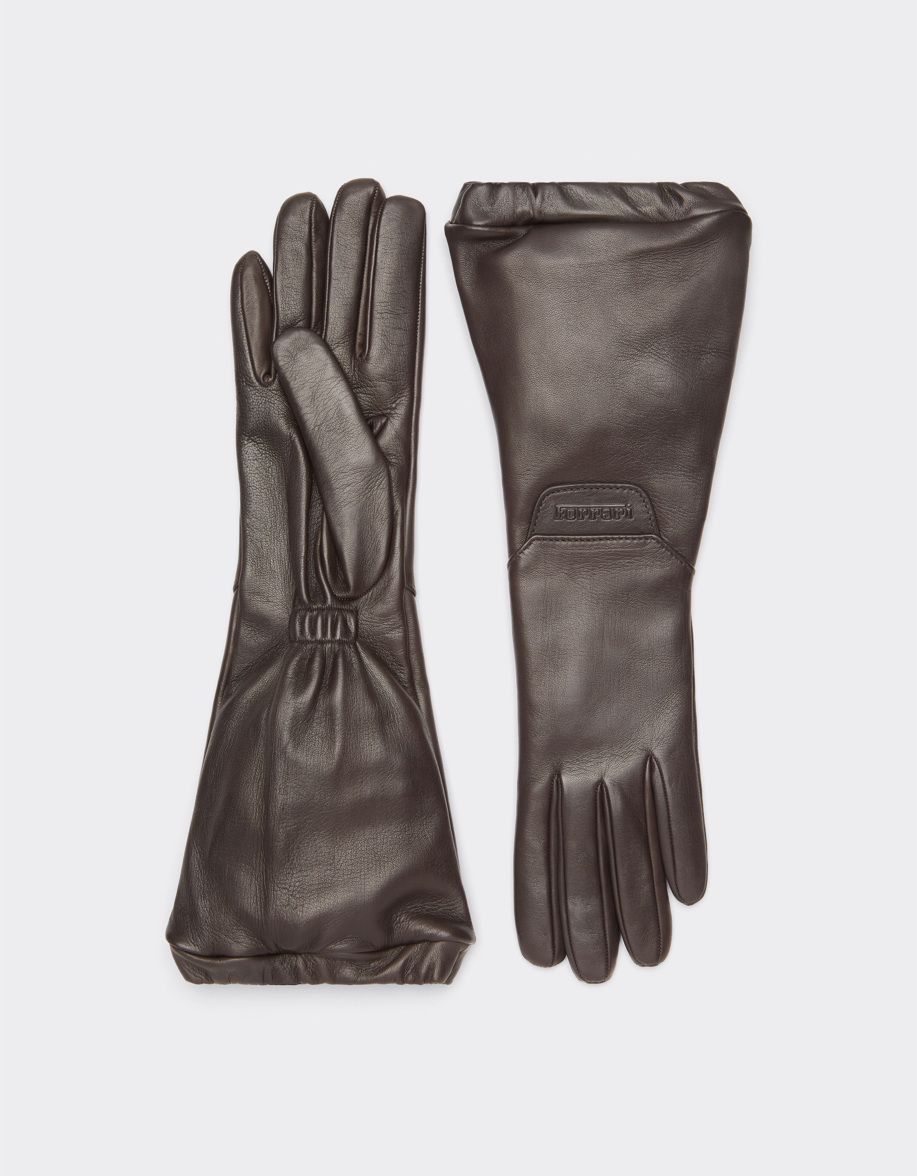 Ferrari Long Nappa leather driving gloves Dark brown 22712f