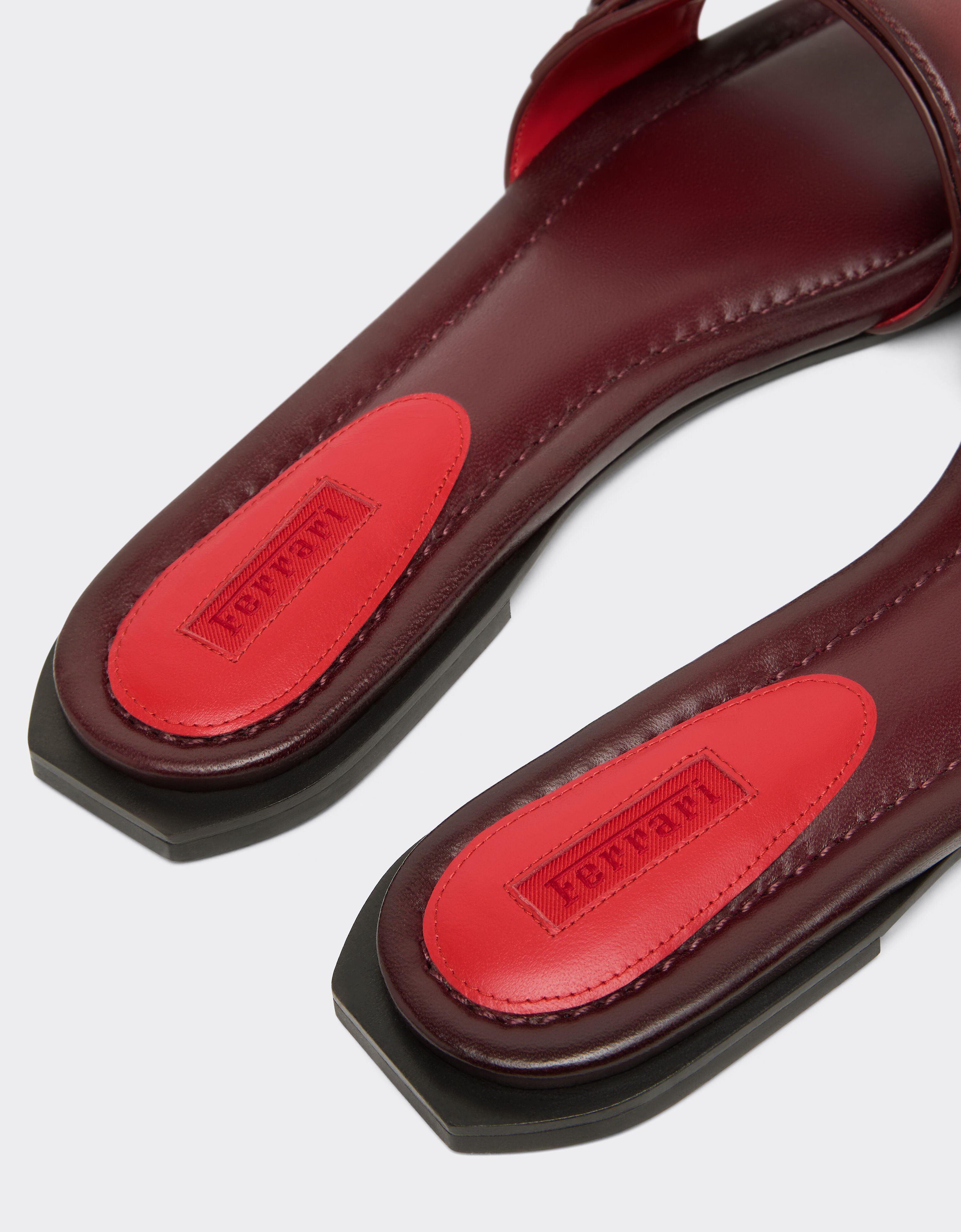 Ferrari Flat leather sandals Rosso Maison 49995f