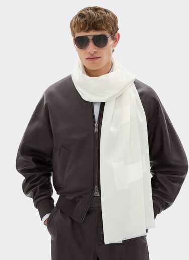 Wool and silk scarf with Ferrari logo Ferrari Wool and silk scarf with Ferrari logo Optical White 22718f