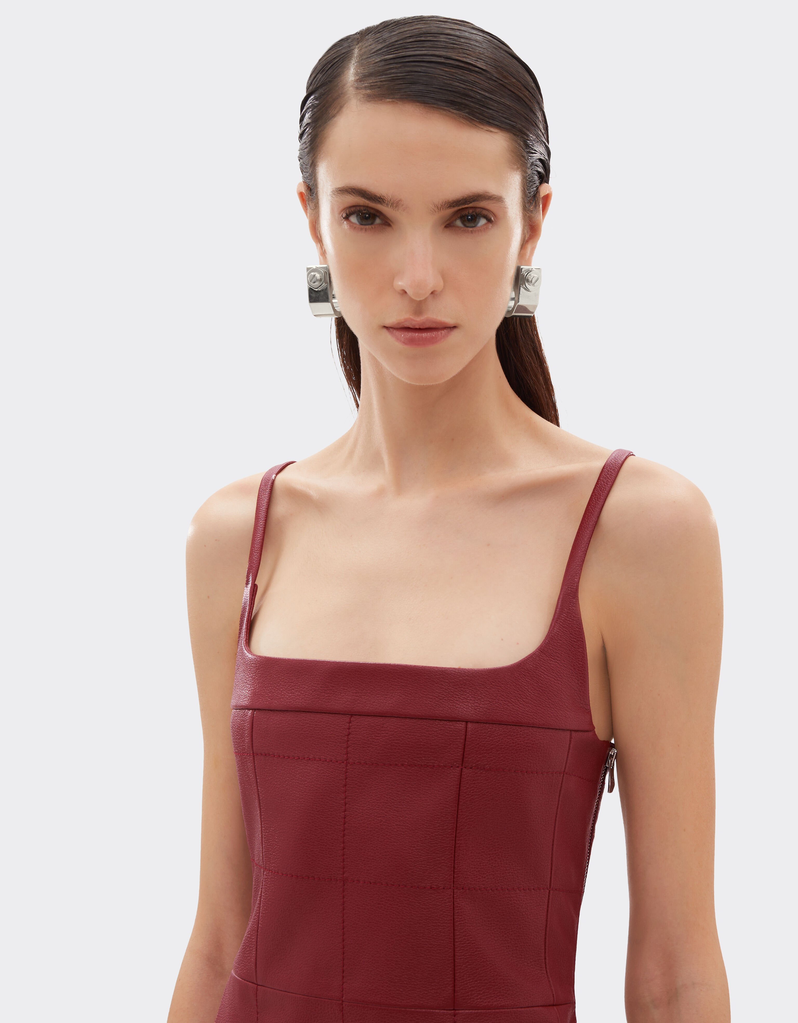 Ferrari Midi dress in deer-effect nappa leather Maison Red 49913f