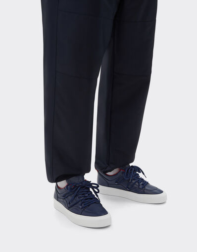 Ferrari 摔花皮革运动鞋 Navy 22067f