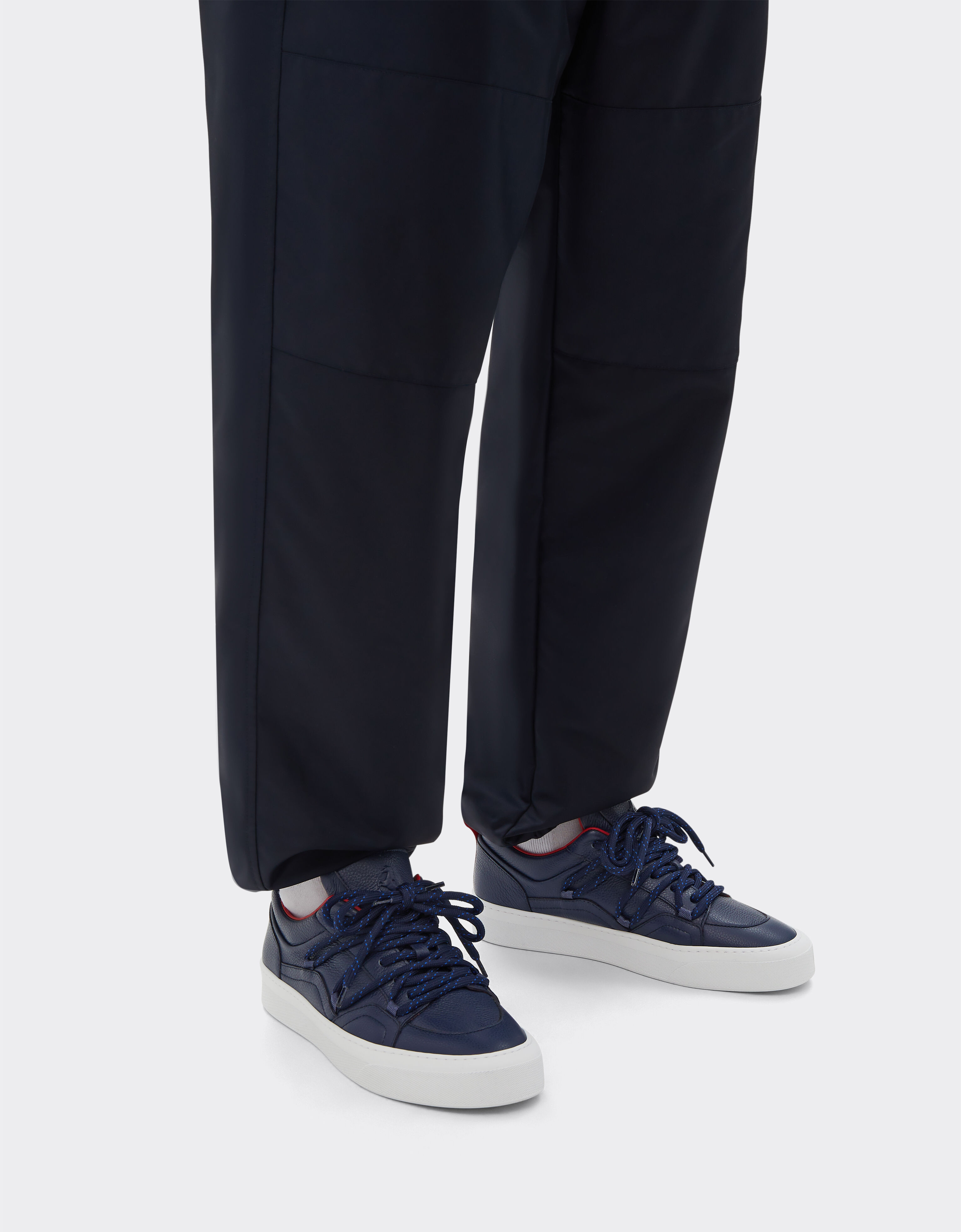 Ferrari 摔花皮革运动鞋 Navy 22067f