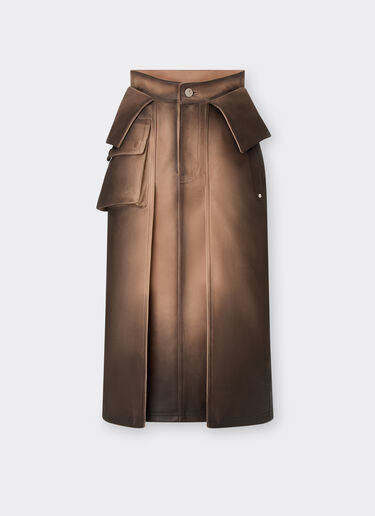 Ferrari 喷绘皮革短裙 Marrone Scuro 51437f