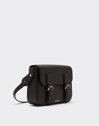Ferrari Messenger bag in grenade leather Marrone Scuro 50583f