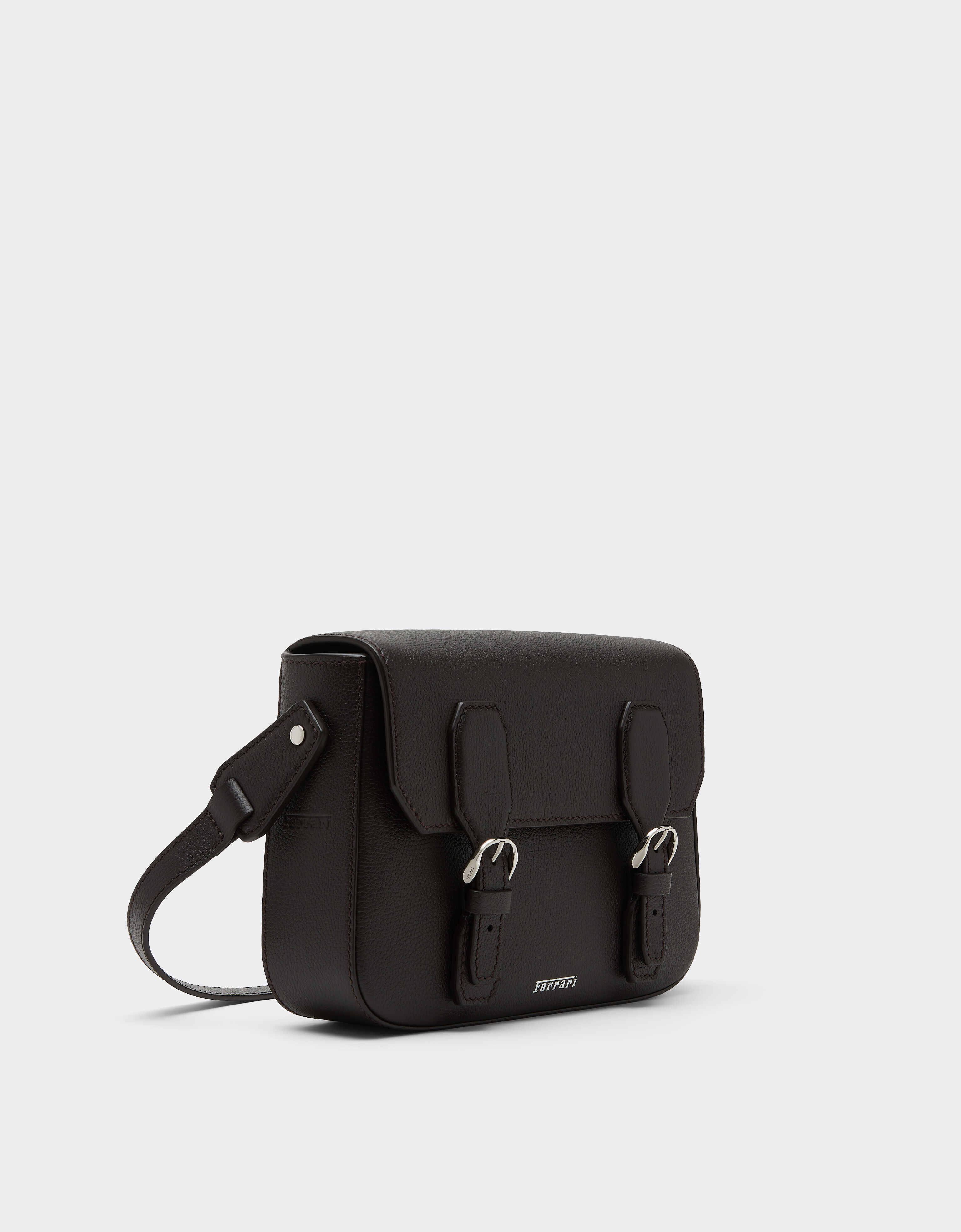 Ferrari Messenger bag in grenade leather Marrone Scuro 50583f