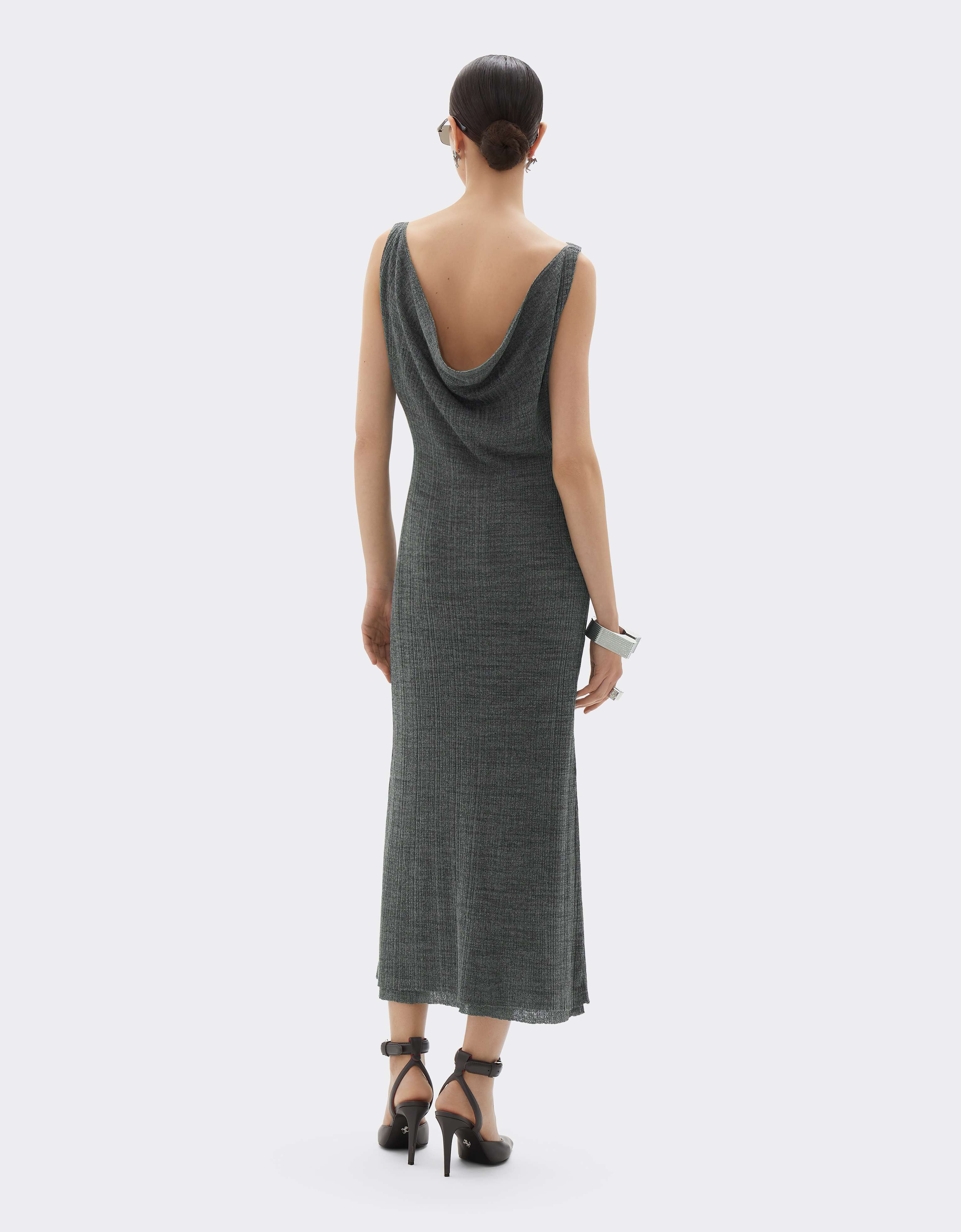 Long Dress in Irregular Ribbed Linen Blend Ferrari Long Dress in Irregular Ribbed Linen Blend Grey CKWDR0015KLI0005f