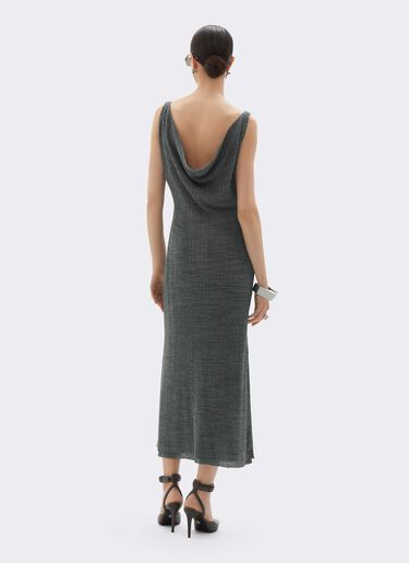 Long Dress in Irregular Ribbed Linen Blend Ferrari Long Dress in Irregular Ribbed Linen Blend Grey CKWDR0015KLI0005f