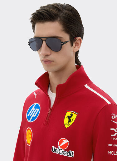 Ferrari 雷朋与法拉利车队合作款 RB3762M 深灰色镜片黑色金属太阳镜 黑色 LA01Af