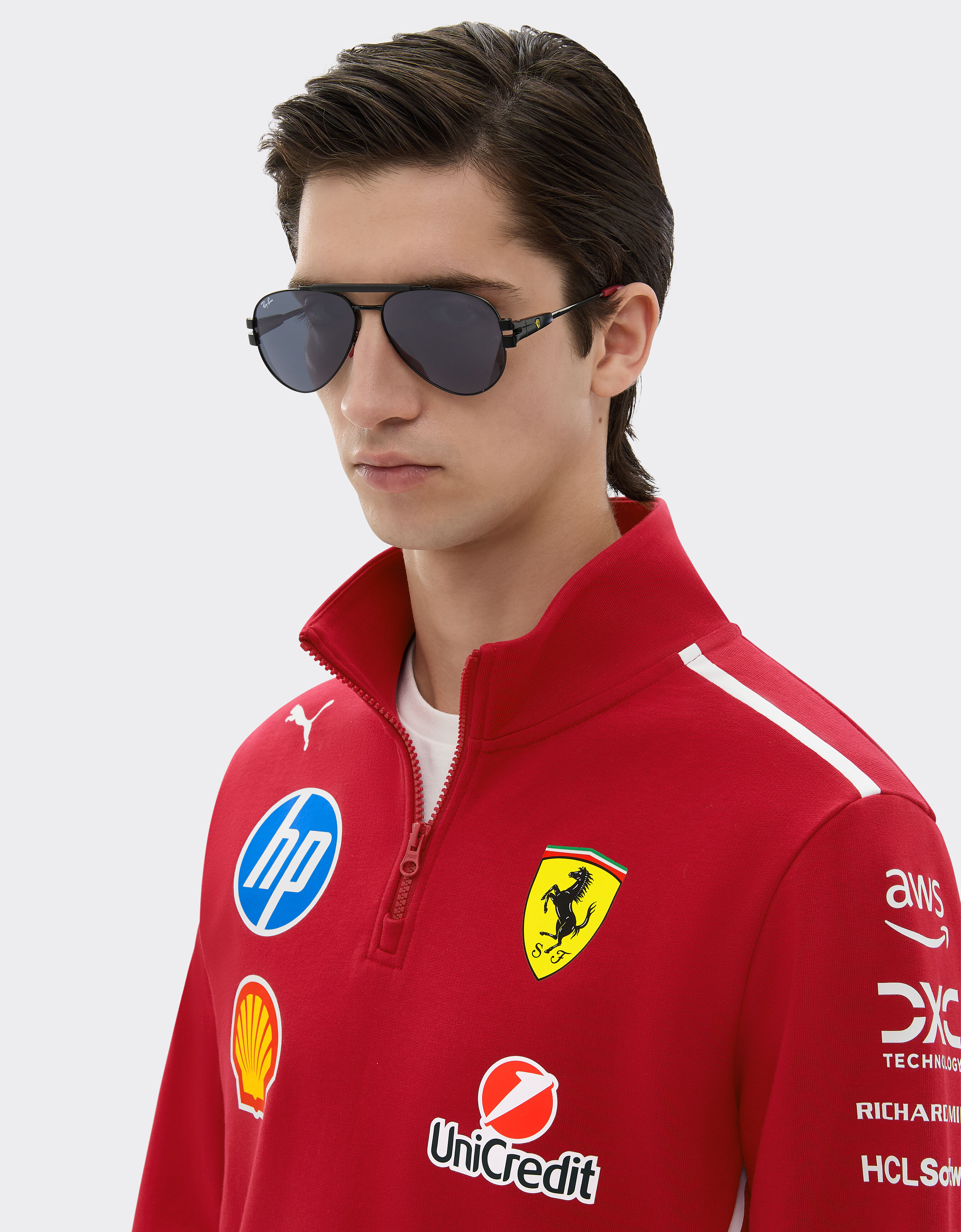 Ferrari 雷朋与法拉利车队合作款 RB3762M 深灰色镜片黑色金属太阳镜 黑色 LA01Af