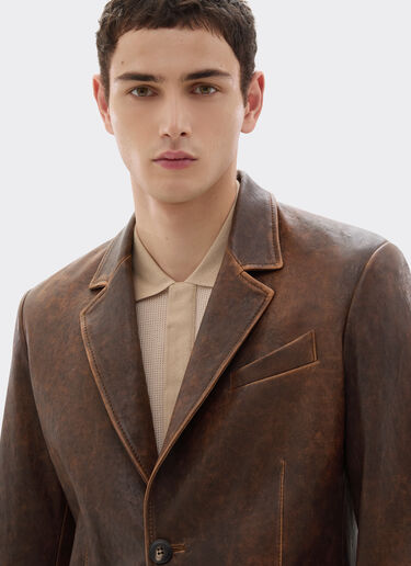 Ferrari 大马士革皮革西装外套 Khaki Green 50087f