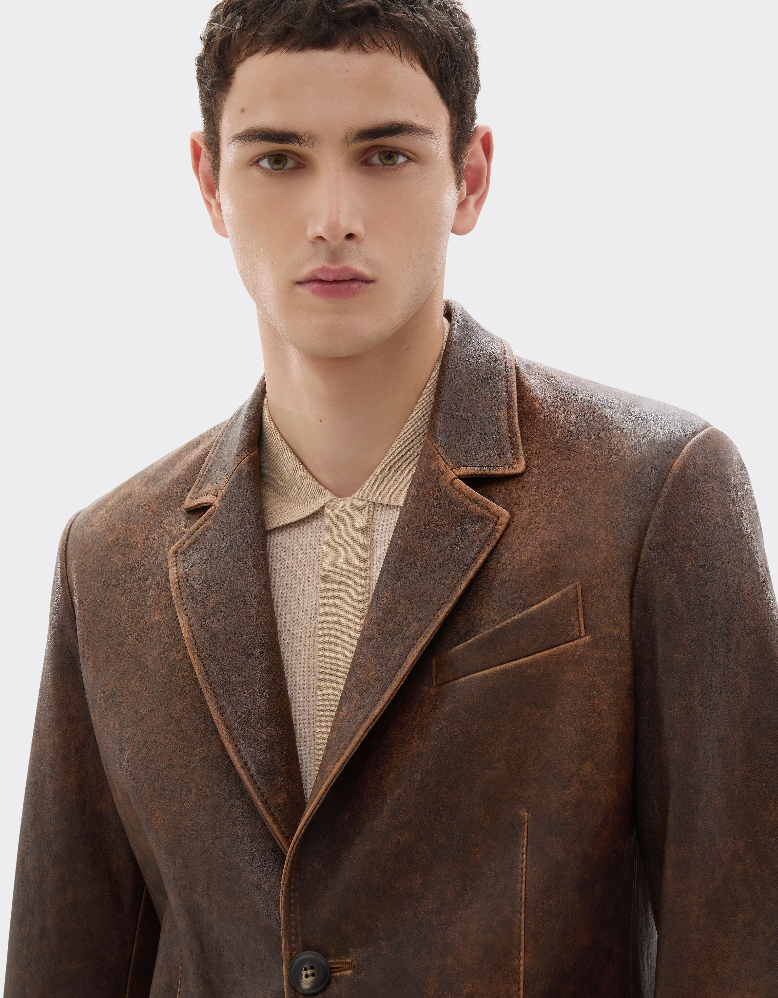 Ferrari 大马士革皮革西装外套 Khaki Green 50087f