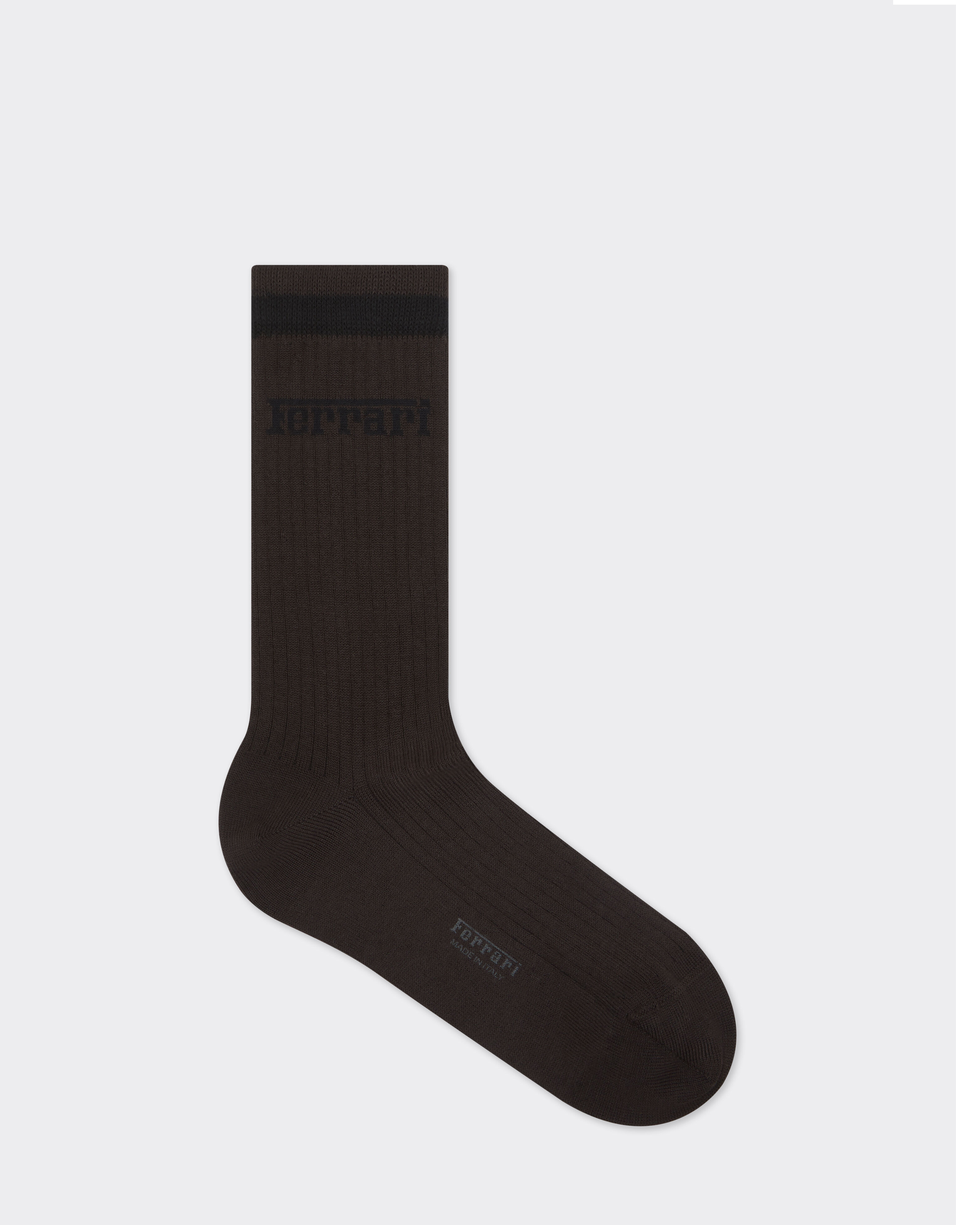 Ferrari Long cotton socks with Ferrari logo Dark brown 49190f