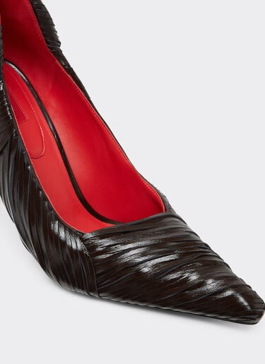 Ferrari 湿润光泽皮革乐福鞋 Marrone Scuro 51308f