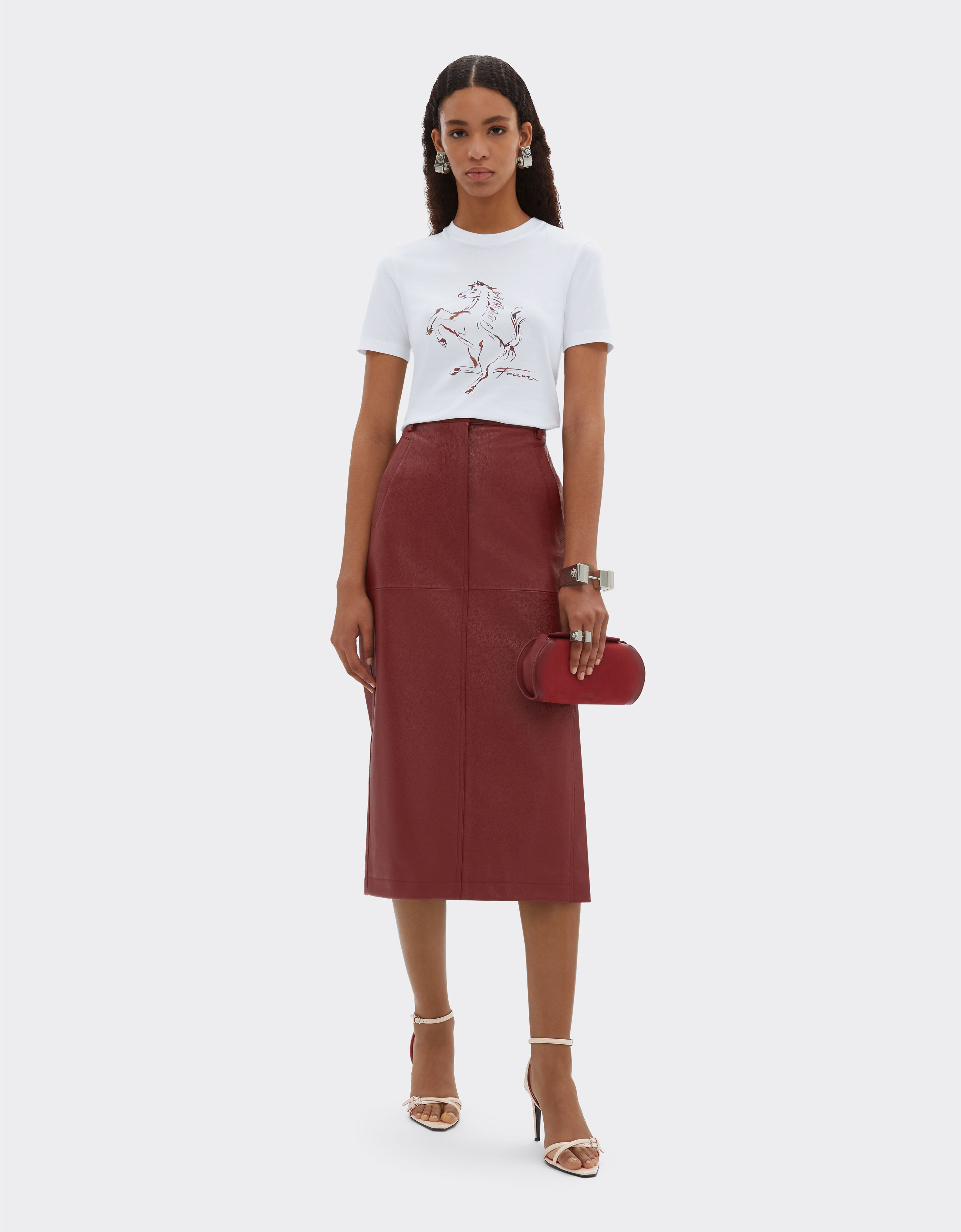 Ferrari 跃马印花棉质 T 恤 Optical White 51034f