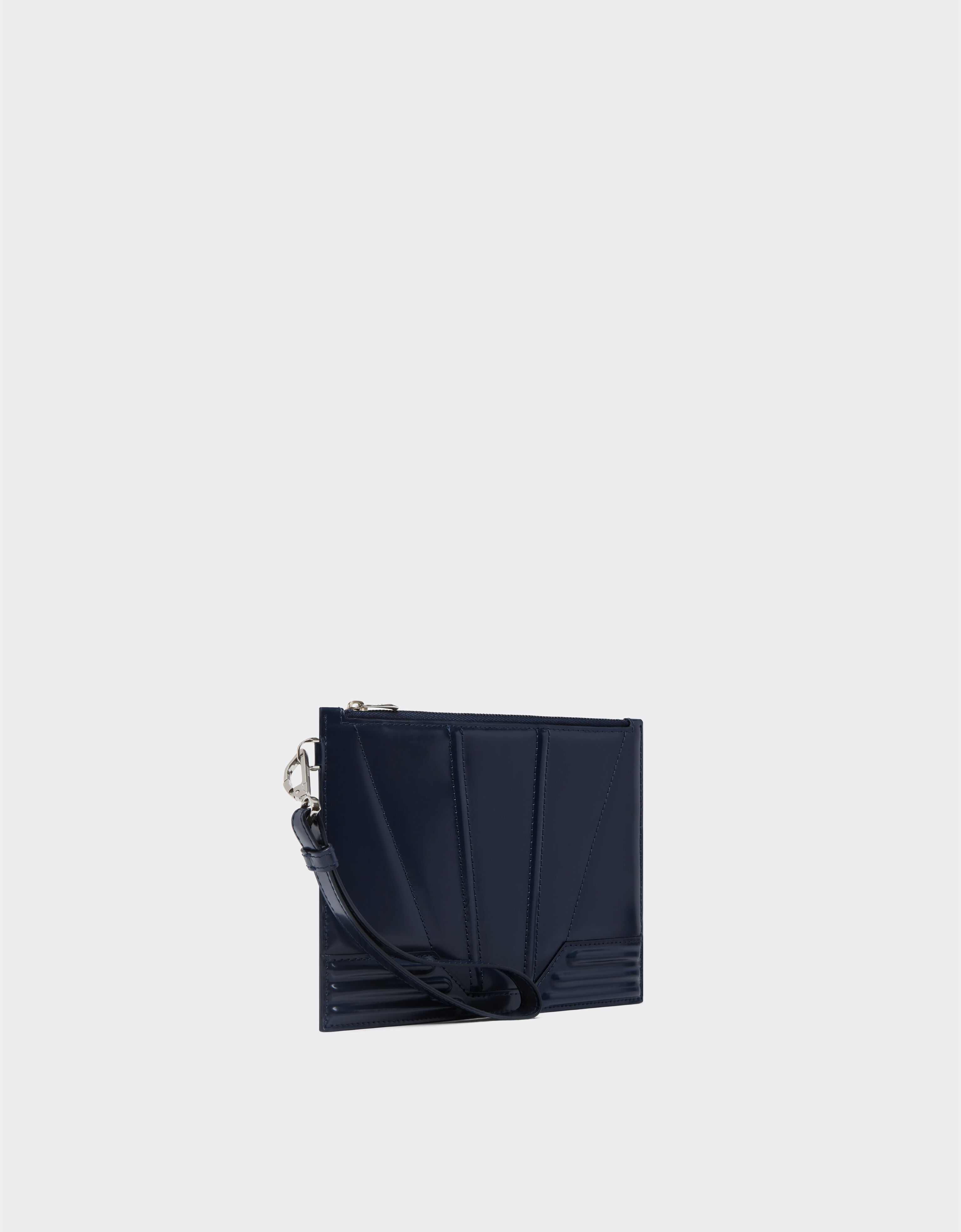 Ferrari 法拉利 GT 磨面皮革拉链手包 Navy 21419f