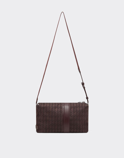Ferrari Q-Cycle® jacquard crossbody bag with Cavallino pattern Mahogany 49139f