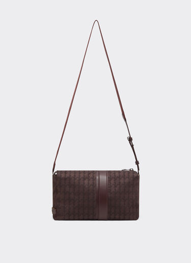 Ferrari Q-Cycle® jacquard crossbody bag with Cavallino pattern Mahogany 49139f