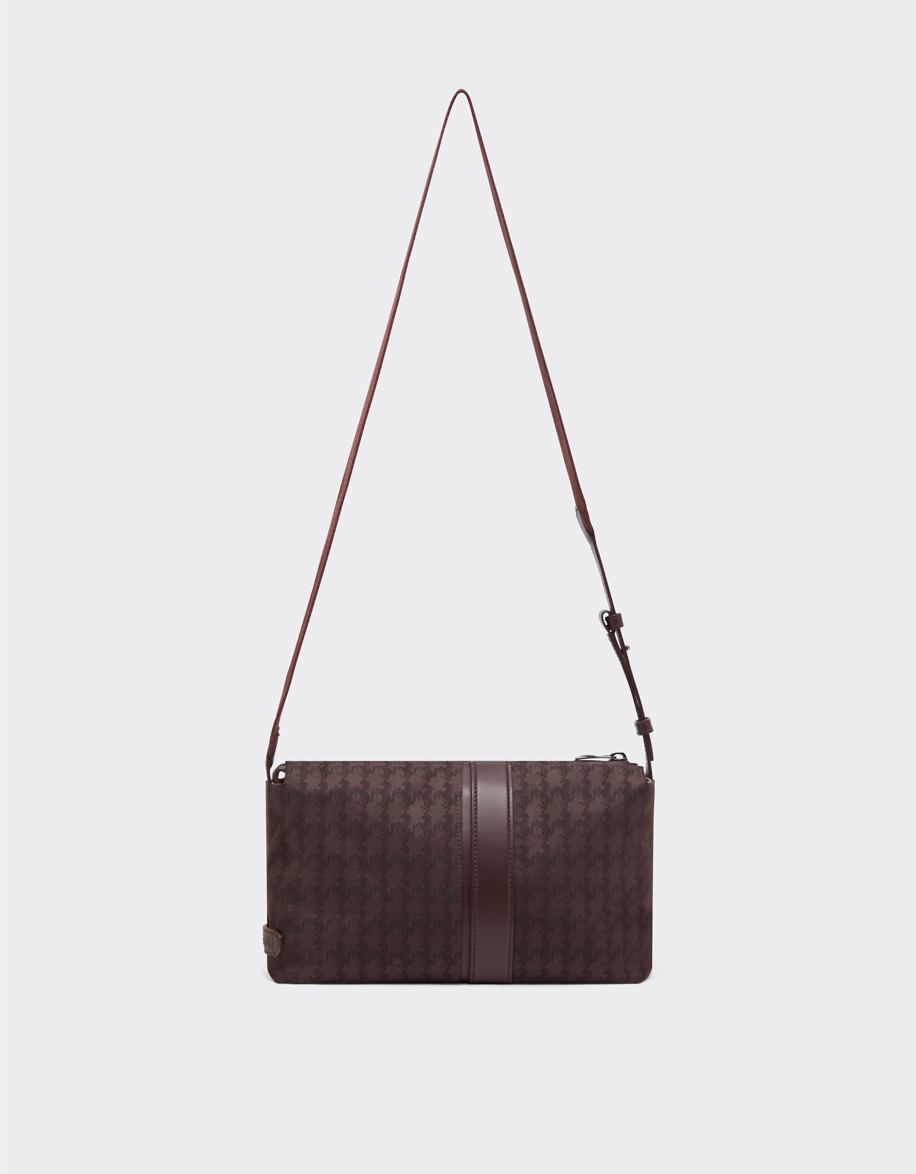 Ferrari Q-Cycle® jacquard crossbody bag with Cavallino pattern Mahogany 49139f