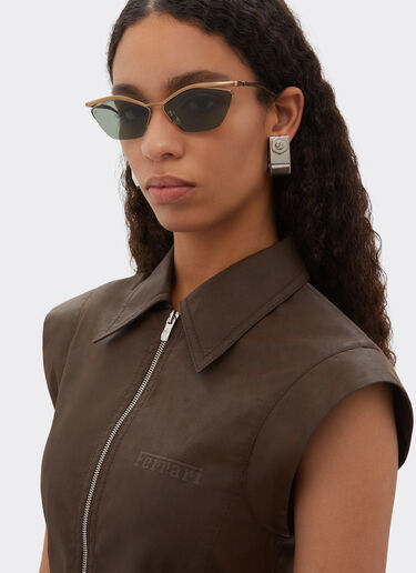 Ferrari Ferrari sunglasses in shiny gold-colored titanium with dark green lenses Oro LA0KVf