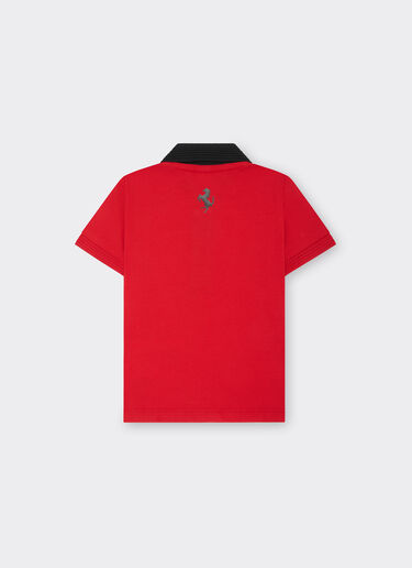 Ferrari 婴儿对比感细节棉质珠地 Polo 衫 Rosso Corsa 红色 47003fB