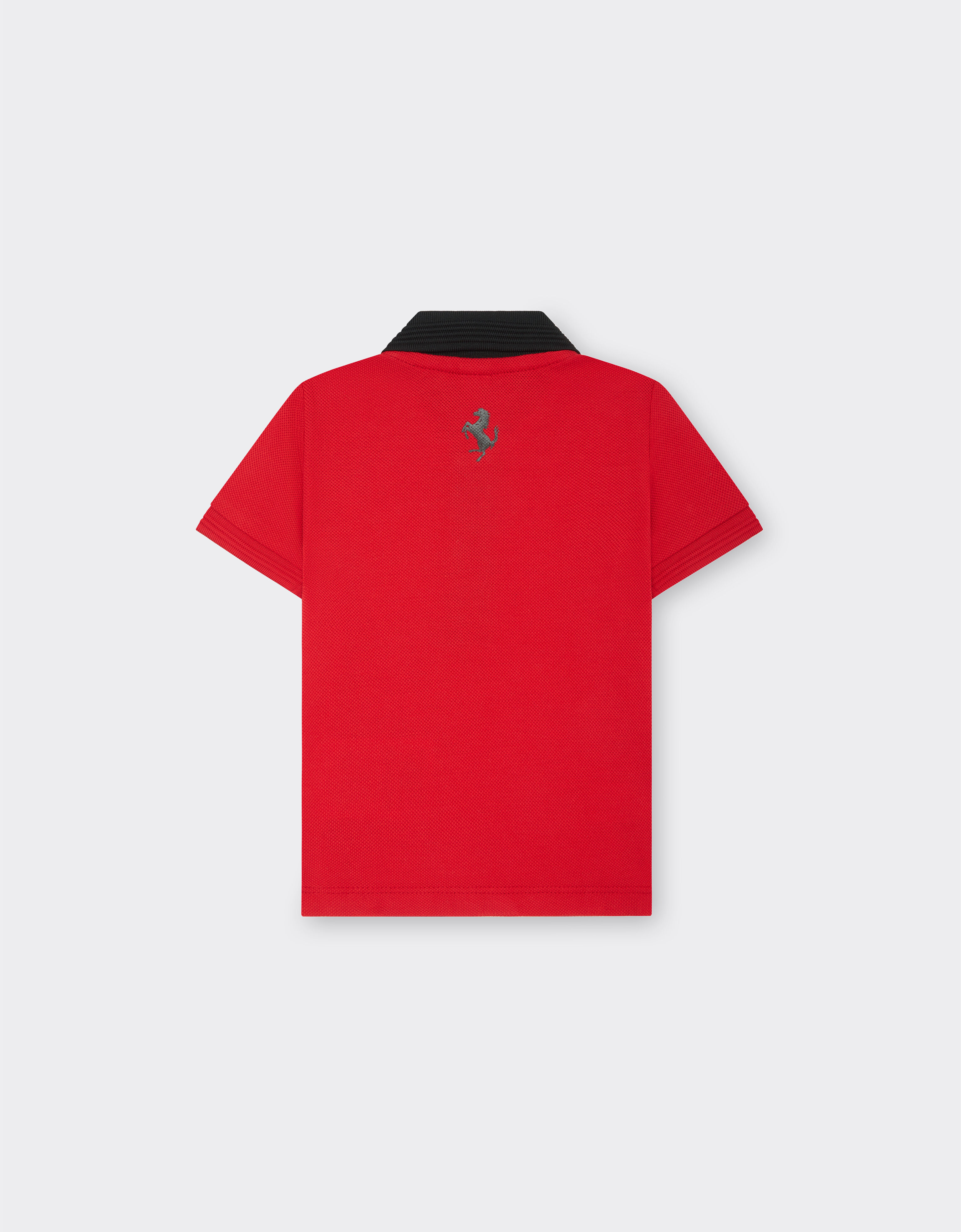 Ferrari 婴儿对比感细节棉质珠地 Polo 衫 Rosso Corsa 红色 47003fB