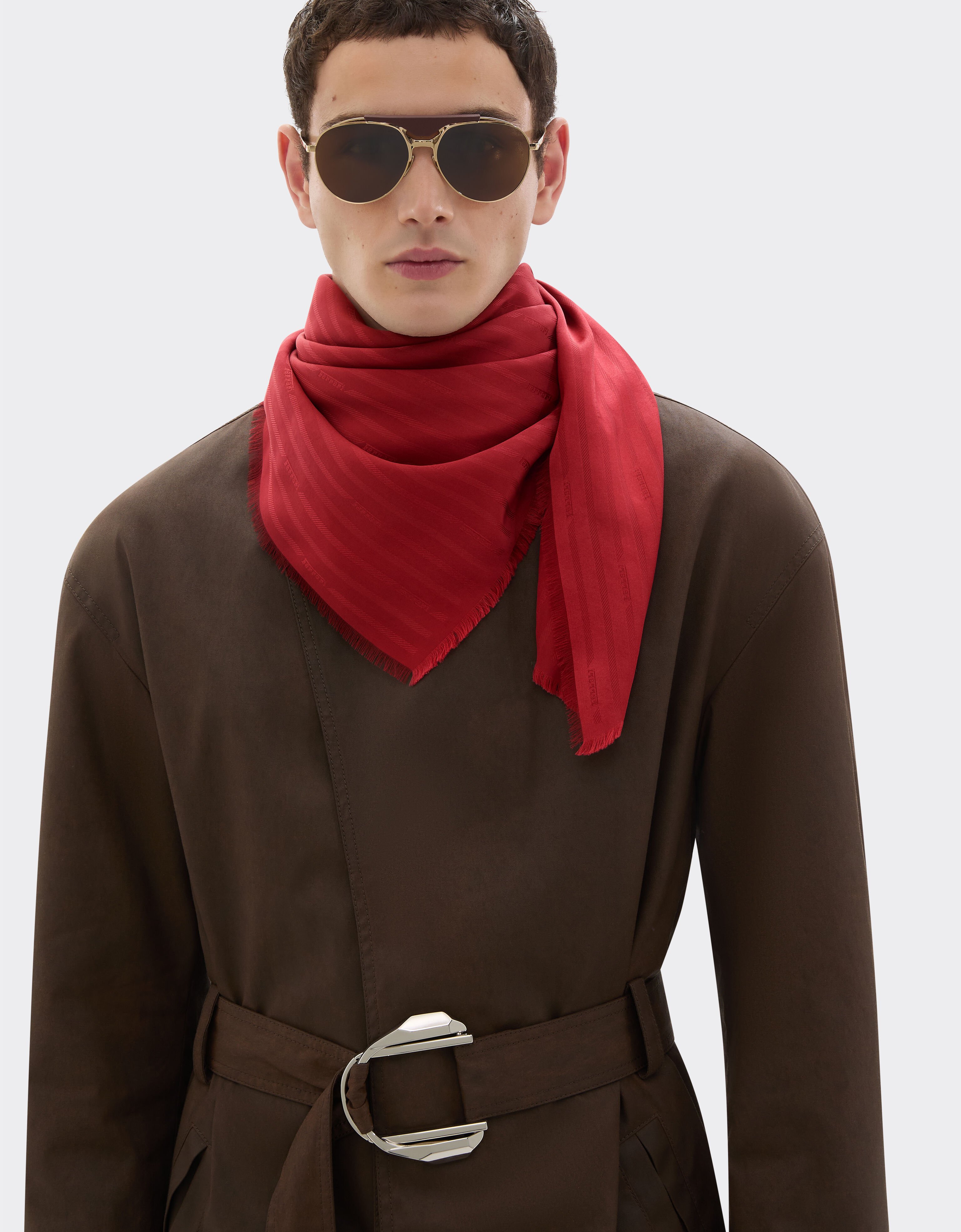 Ferrari Silk scarf with micro Ferrari logo Maison Red 50190f