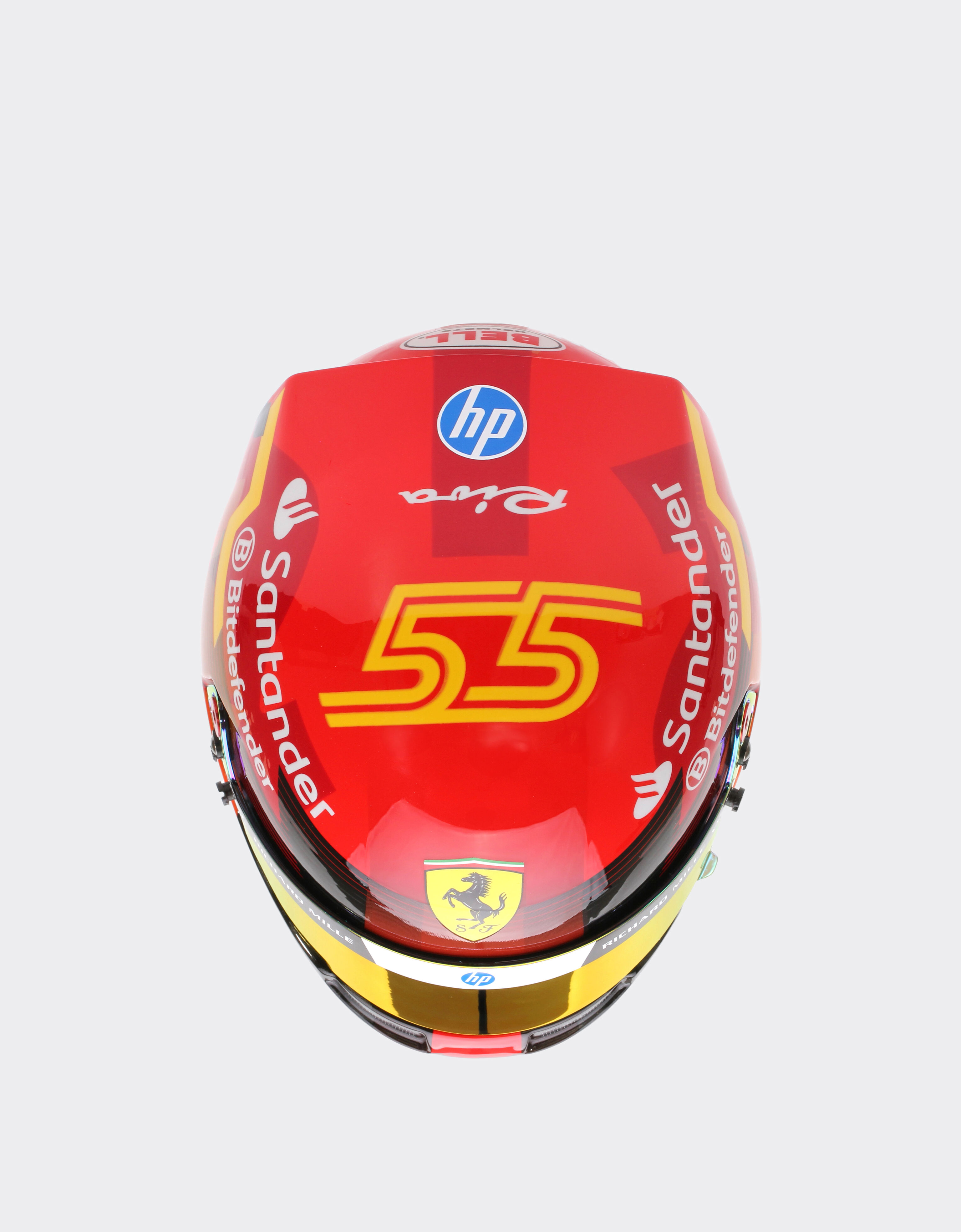 Ferrari 卡洛斯-塞恩斯迷你头盔（比例 1:2 - 西班牙特别版 2024 红色 F1355f