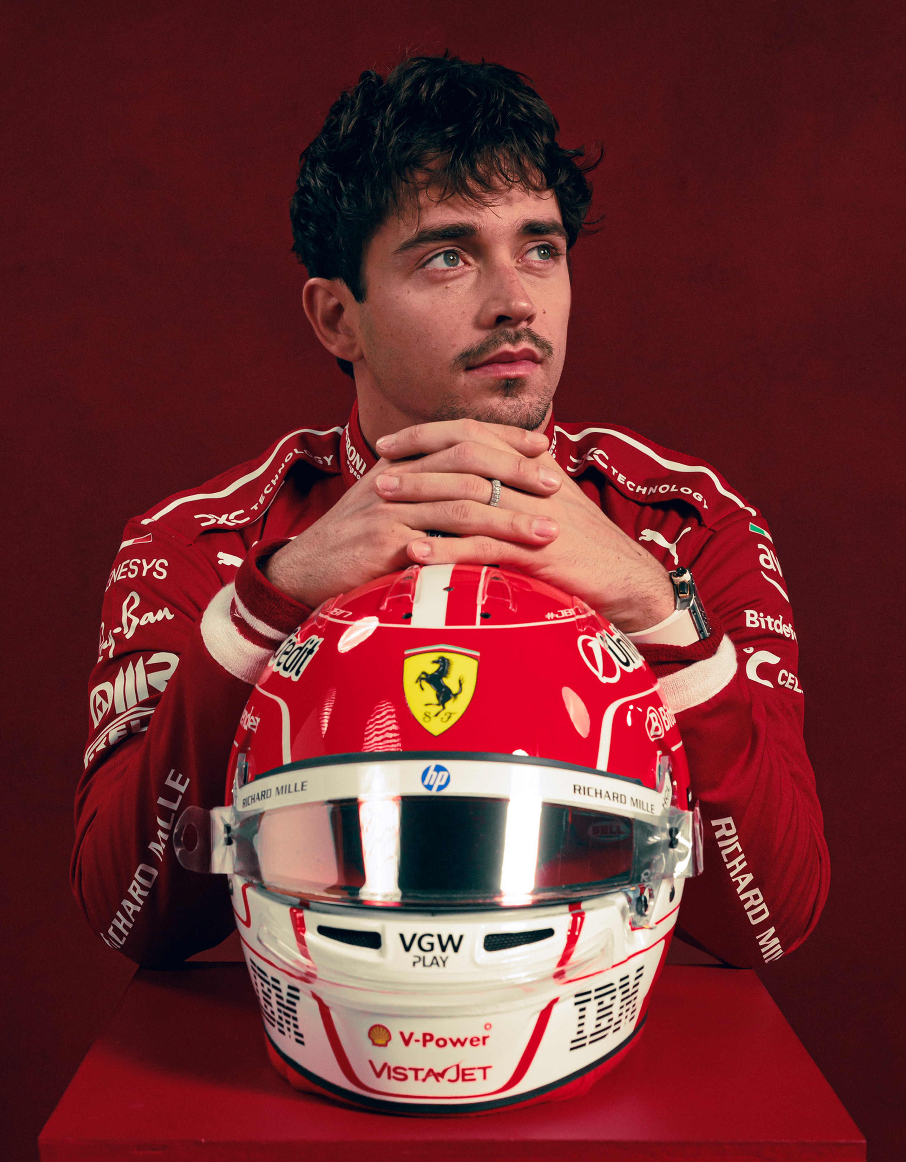 Ferrari 1:1比例2025 Charles Leclerc头盔 多色 LA079f