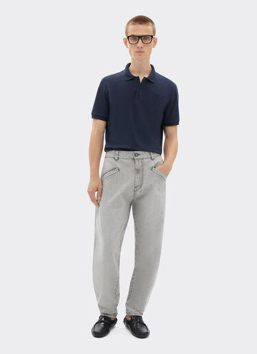 Organic cotton piqué polo shirt with Prancing Horse Ferrari Organic cotton piqué polo shirt with Prancing Horse Navy Blue CJMPO0014JCO0053f