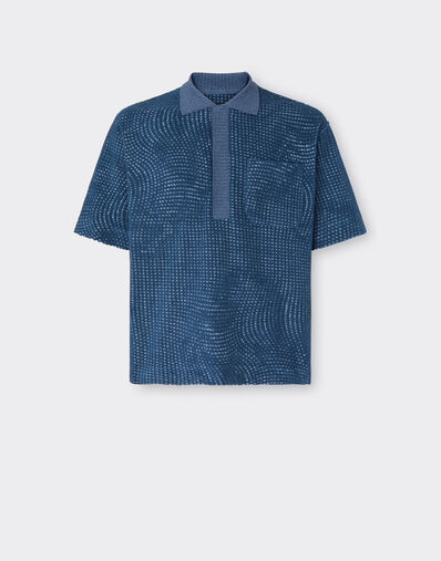 Ferrari Cavallino Dots 图案提花毛圈 Polo 衫 钢蓝色 22476f