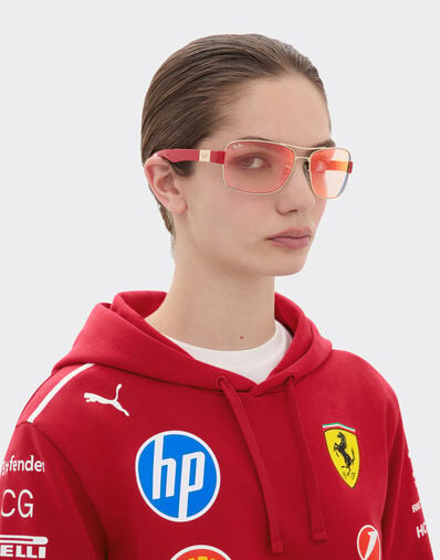Ferrari 雷朋与法拉利车队合作款 RB3763M 红色/黄色镜面棕色镜片银色金属与红色塑料太阳镜 银色 LA01Ef