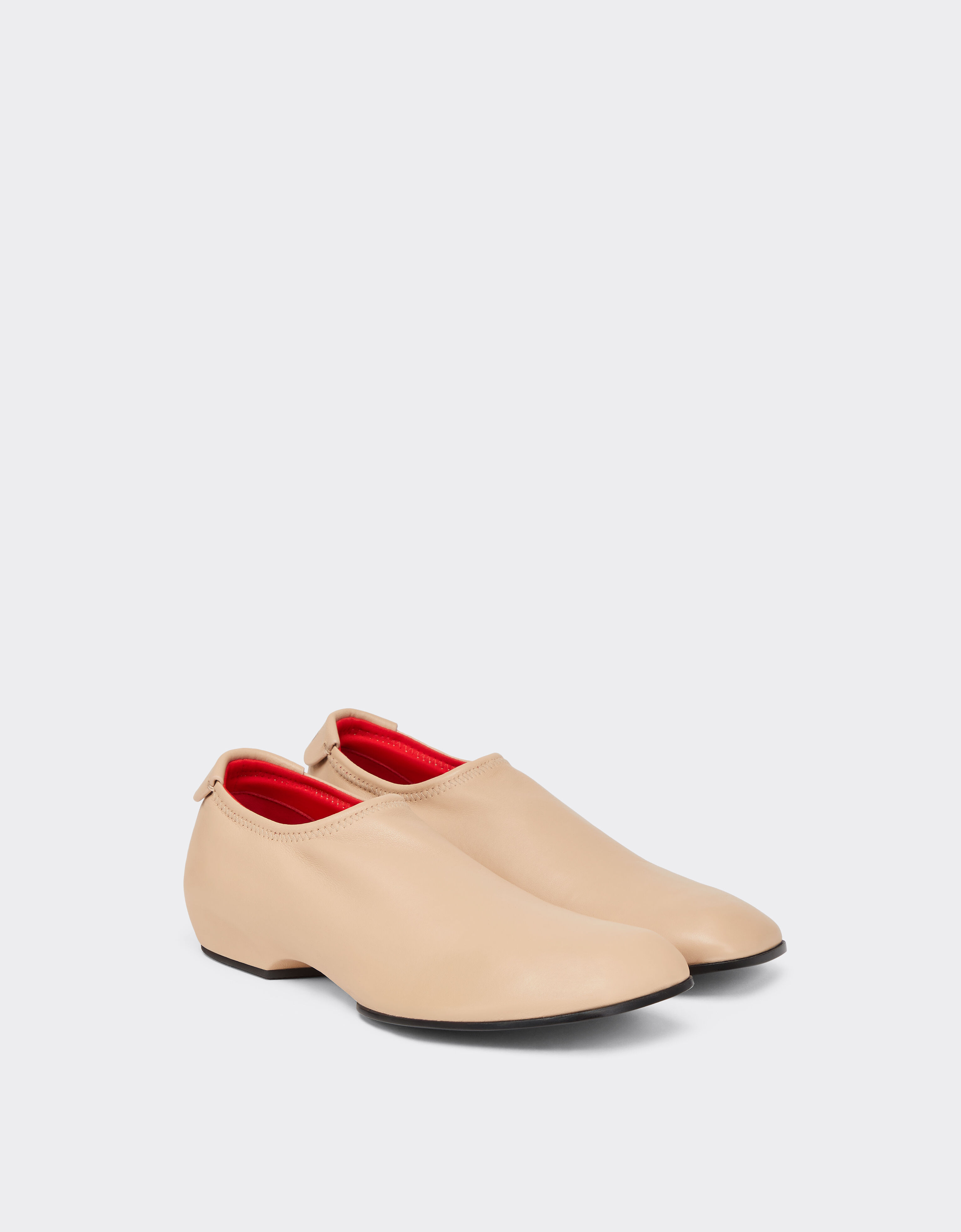 Ferrari Glossy Leather Mules with Square Heel Panna CSWML0006XL00032f