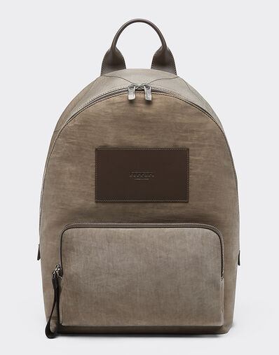 Ferrari 尼龙和皮革双肩包 Khaki Green 50166f