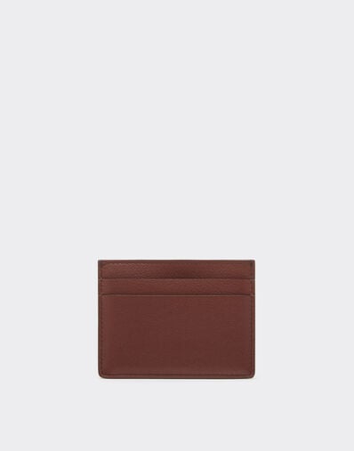 Ferrari Leather card case with diagonal stitching Espresso 49220f