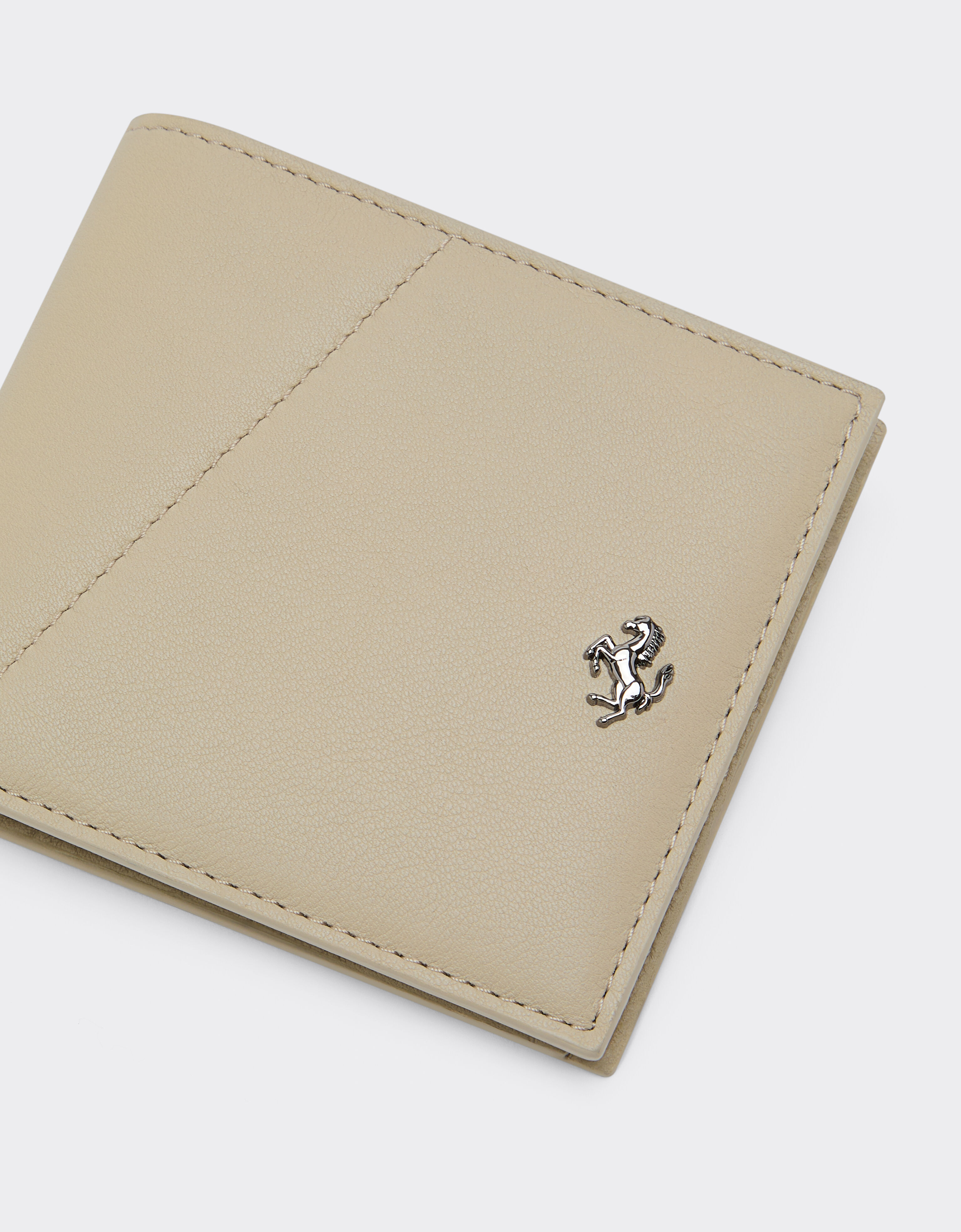 Ferrari Leather wallet with diagonal stitching Chalk 49227f