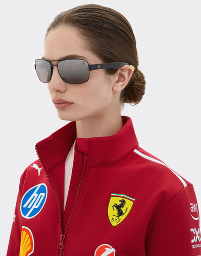 Ferrari 雷朋与法拉利车队合作款 RB3763M 偏光镜面渐变灰色镜片黑色金属与塑料太阳镜 黑色 LA01Df