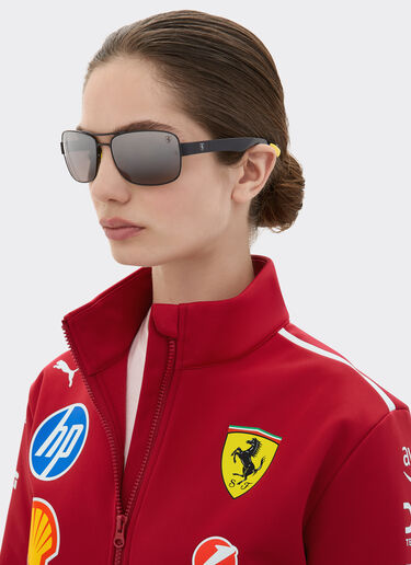 Ferrari 雷朋与法拉利车队合作款 RB3763M 偏光镜面渐变灰色镜片黑色金属与塑料太阳镜 黑色 LA01Df