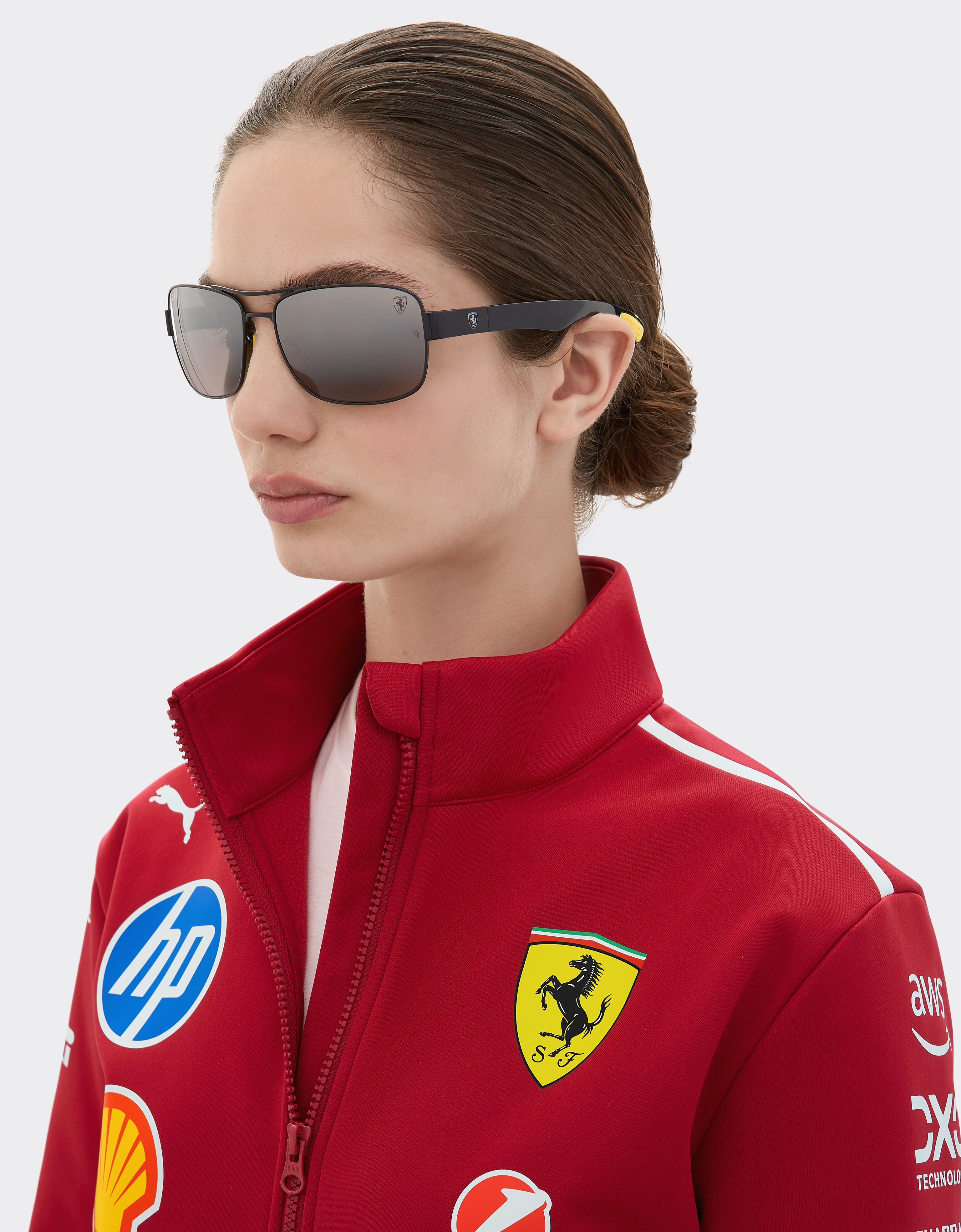 Ferrari 雷朋与法拉利车队合作款 RB3763M 偏光镜面渐变灰色镜片黑色金属与塑料太阳镜 黑色 LA01Df