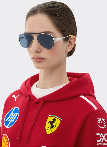 Ferrari 雷朋与法拉利车队合作款 RB3762M 蓝色镜片银色金属太阳镜 银色 LA01Bf