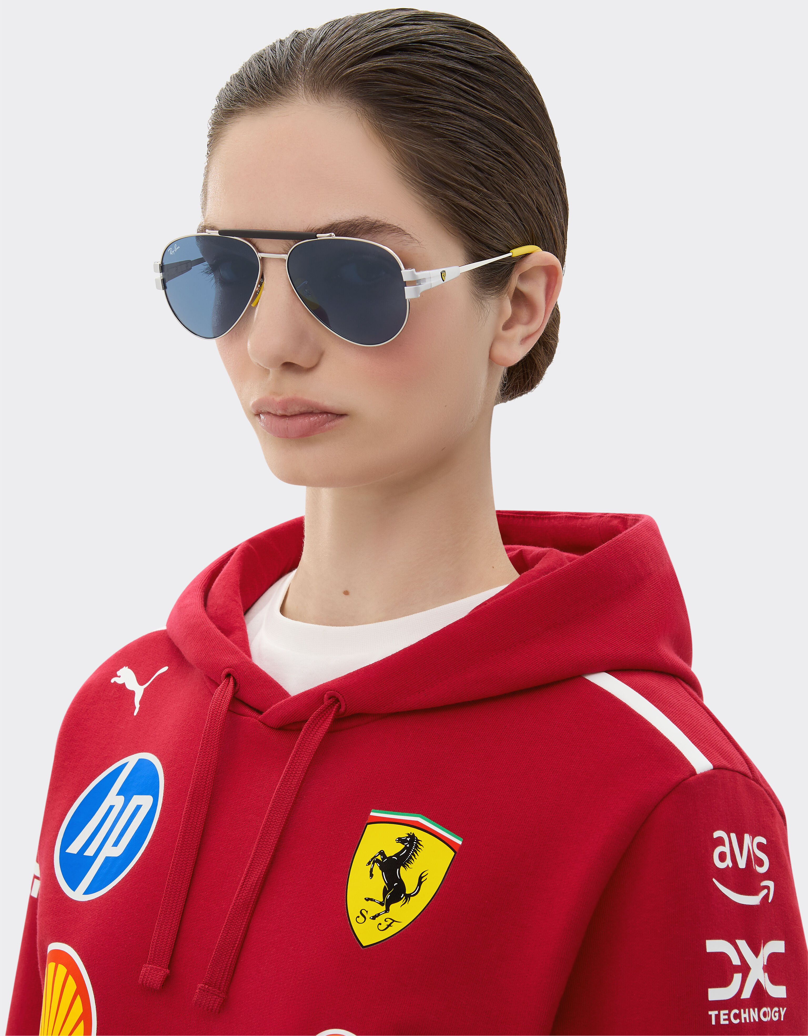 Ferrari 雷朋与法拉利车队合作款 RB3762M 蓝色镜片银色金属太阳镜 银色 LA01Bf