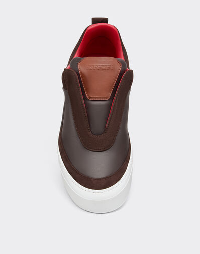 Ferrari Nappa leather and suede slip-on sneaker Espresso 22828f