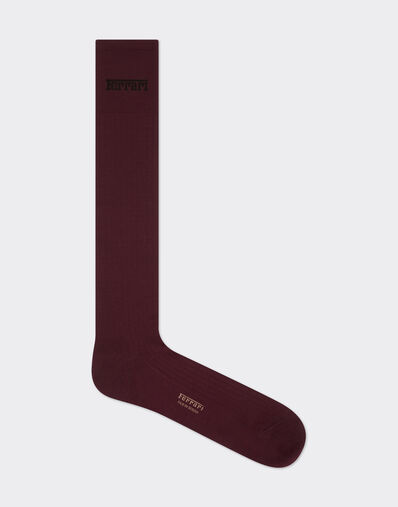 Ferrari High socks in lisle with Ferrari logo Mahogany 22314f